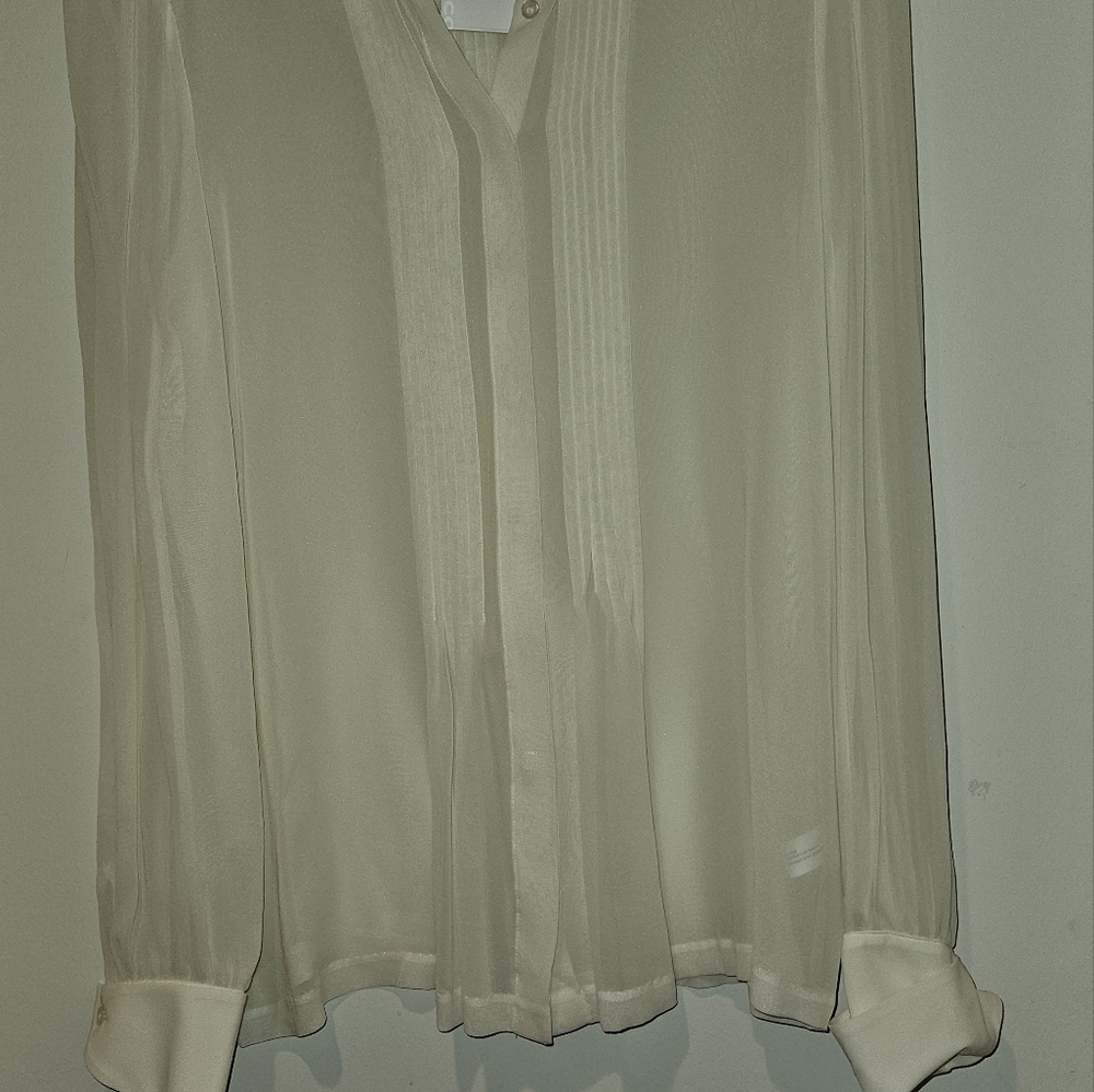Club Monaco - Elegant, Sheer, Cream long sleeve blouse - Medium, Never Worn.